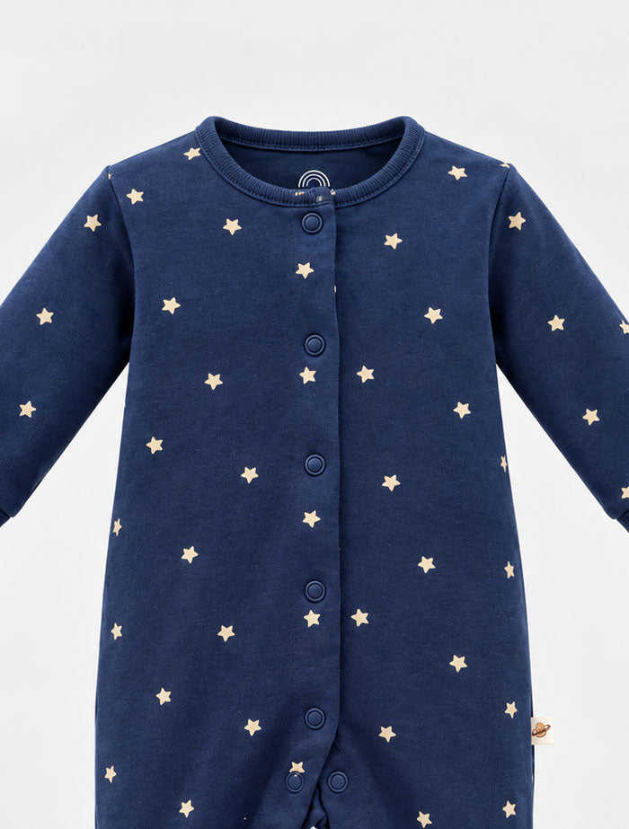 Navy blue star printed sleep suit