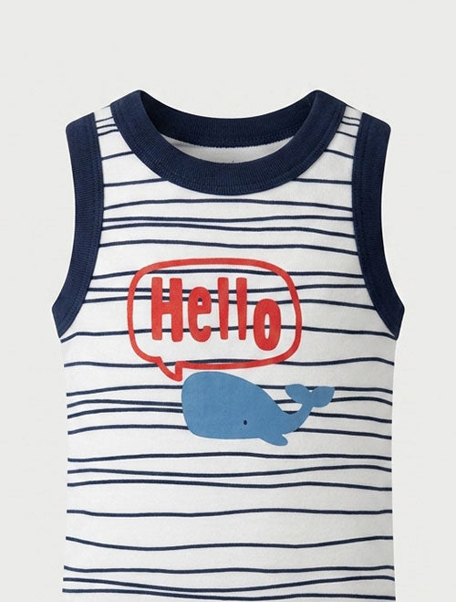 Blue striped sleeveless onesie