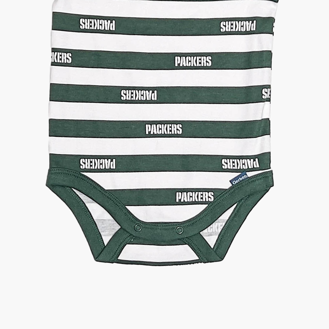 GREEN AND WHITE STRIPED ONESIE