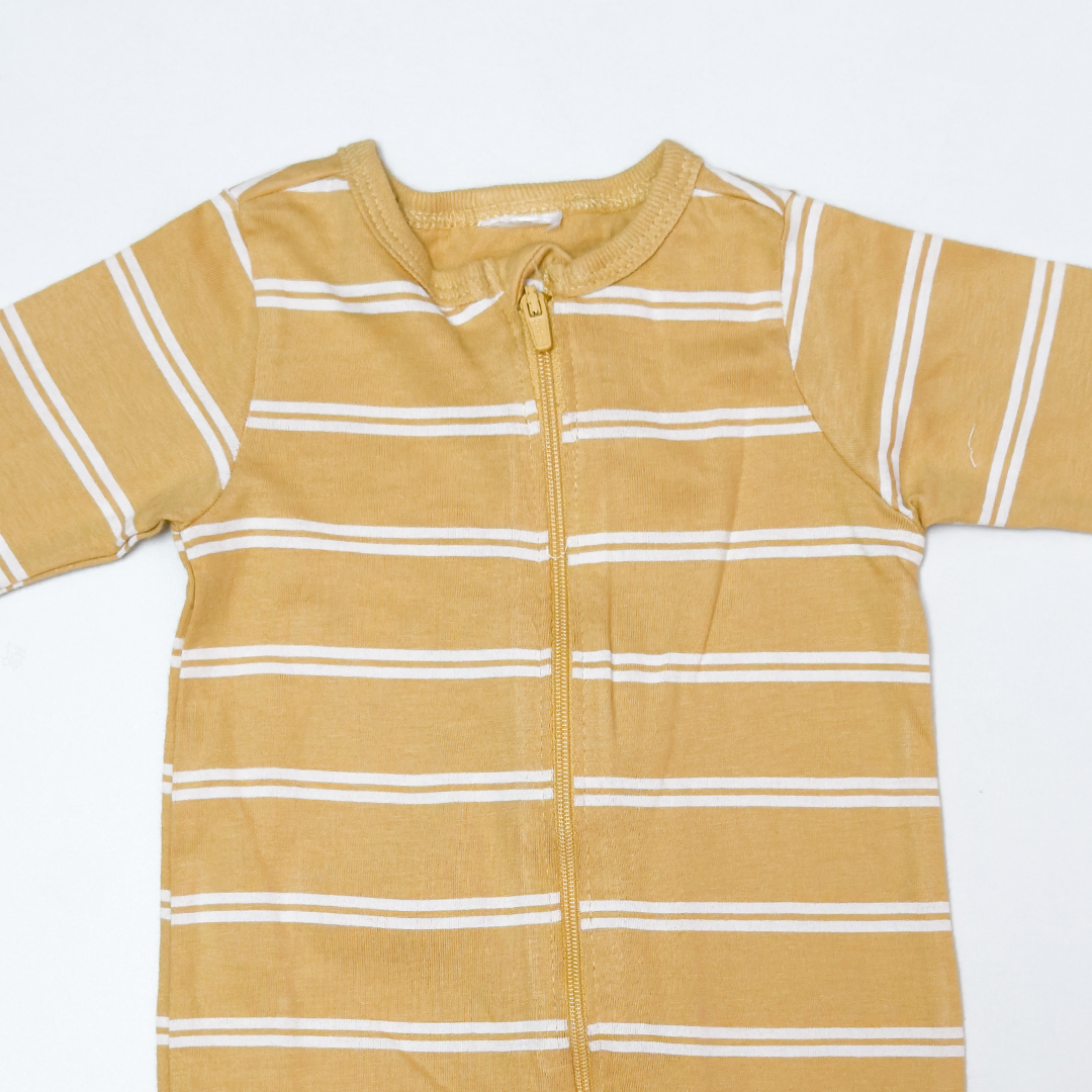 YELLOW STRIPED ZIPPER SLEEPSUIT
