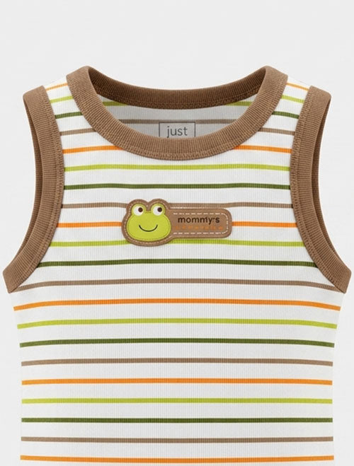 Brown stripes sleeveless onesie