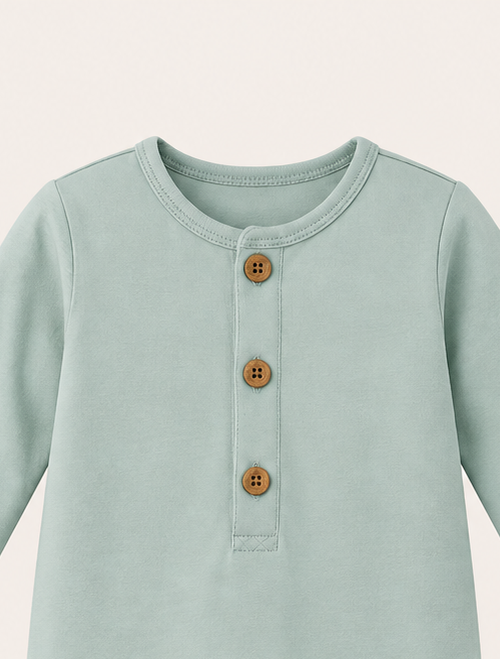 Aqua blue button romper