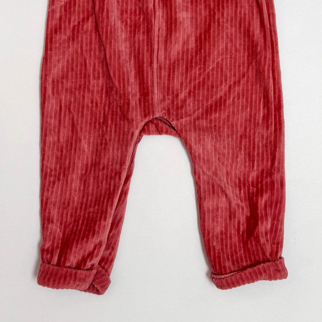 CORAL PINK VELVET DUNGAREE