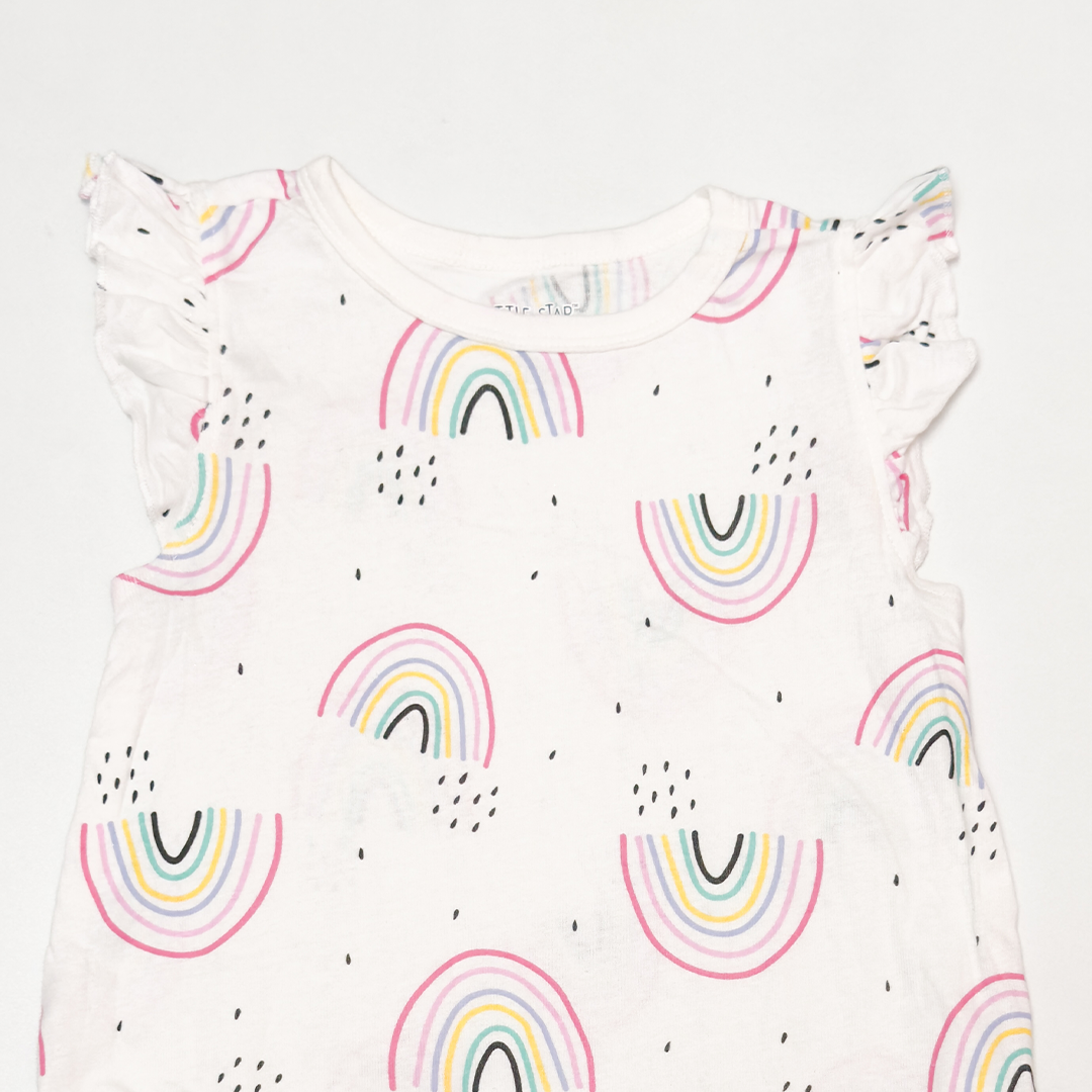 RAINBOW PATTERNED RUFFLES JUMPSUIT