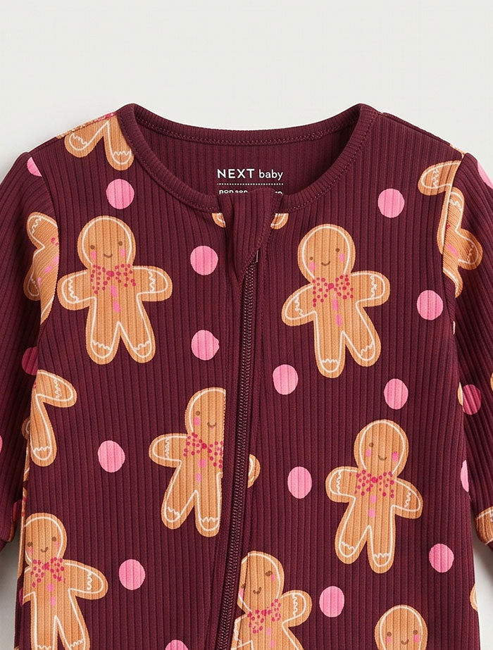 Little gingerbread ribbed romper