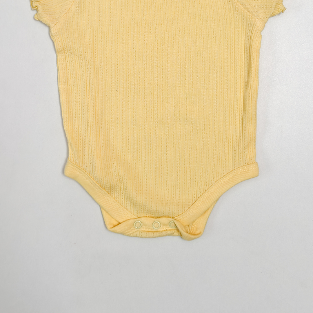 YELLOW POINTELLE RIBBED ONEISE