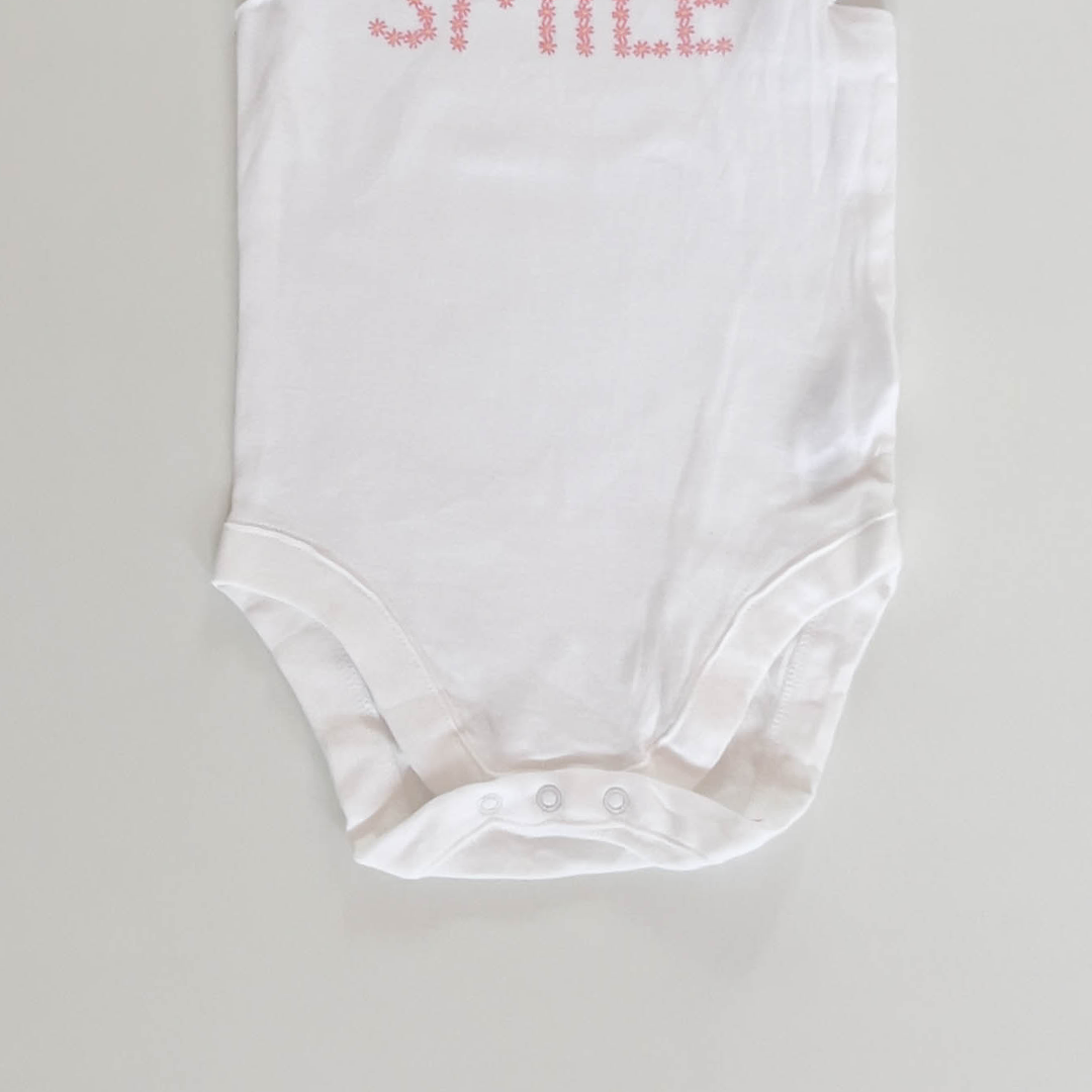 WHITE SMILE PRINT ONESIE