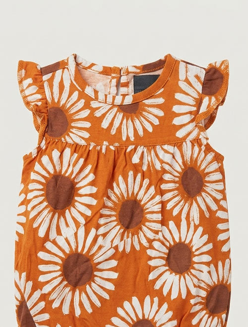 Brown orange floral fancy onesie