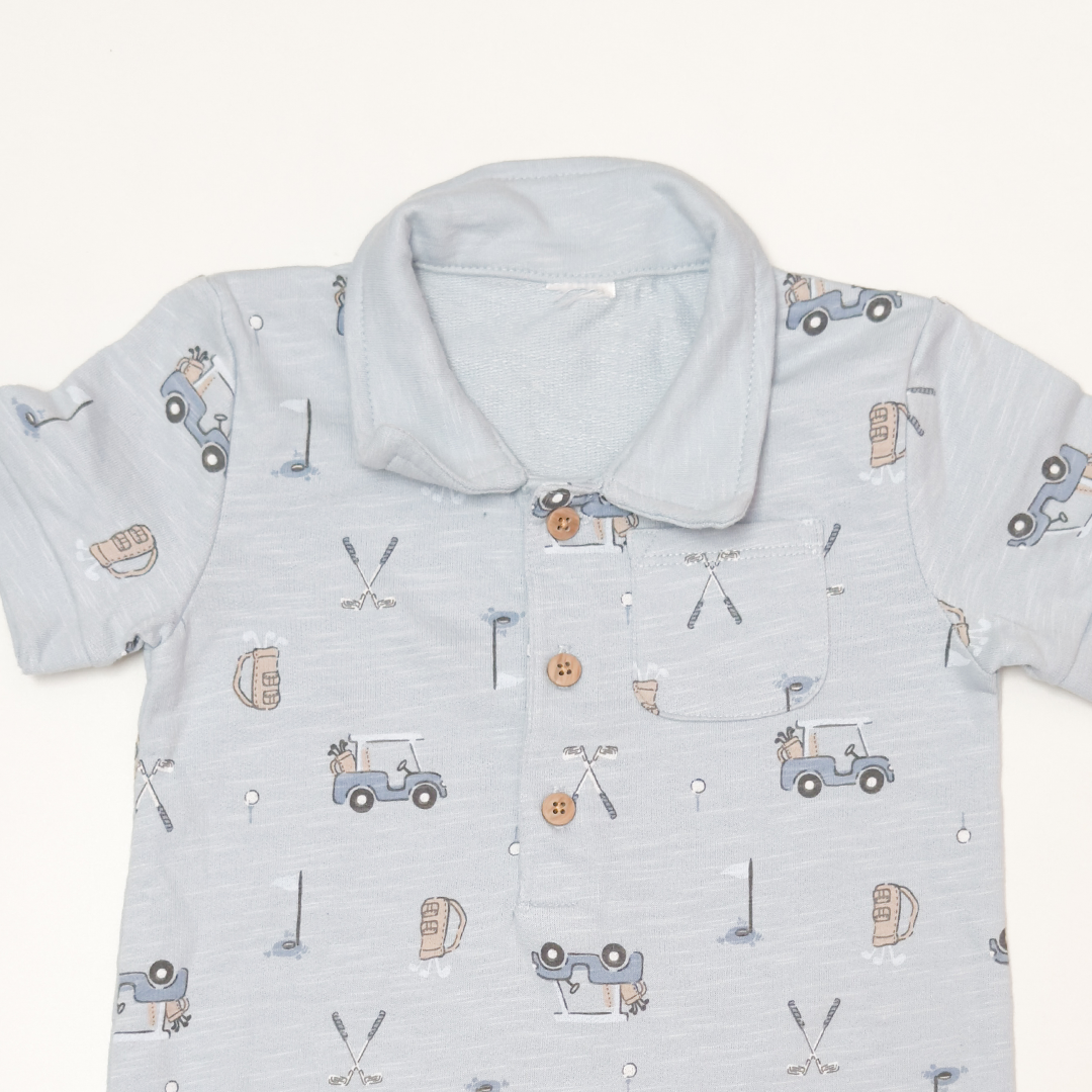 BLUE COLLAR CAR PRINTED JUMPSUIT