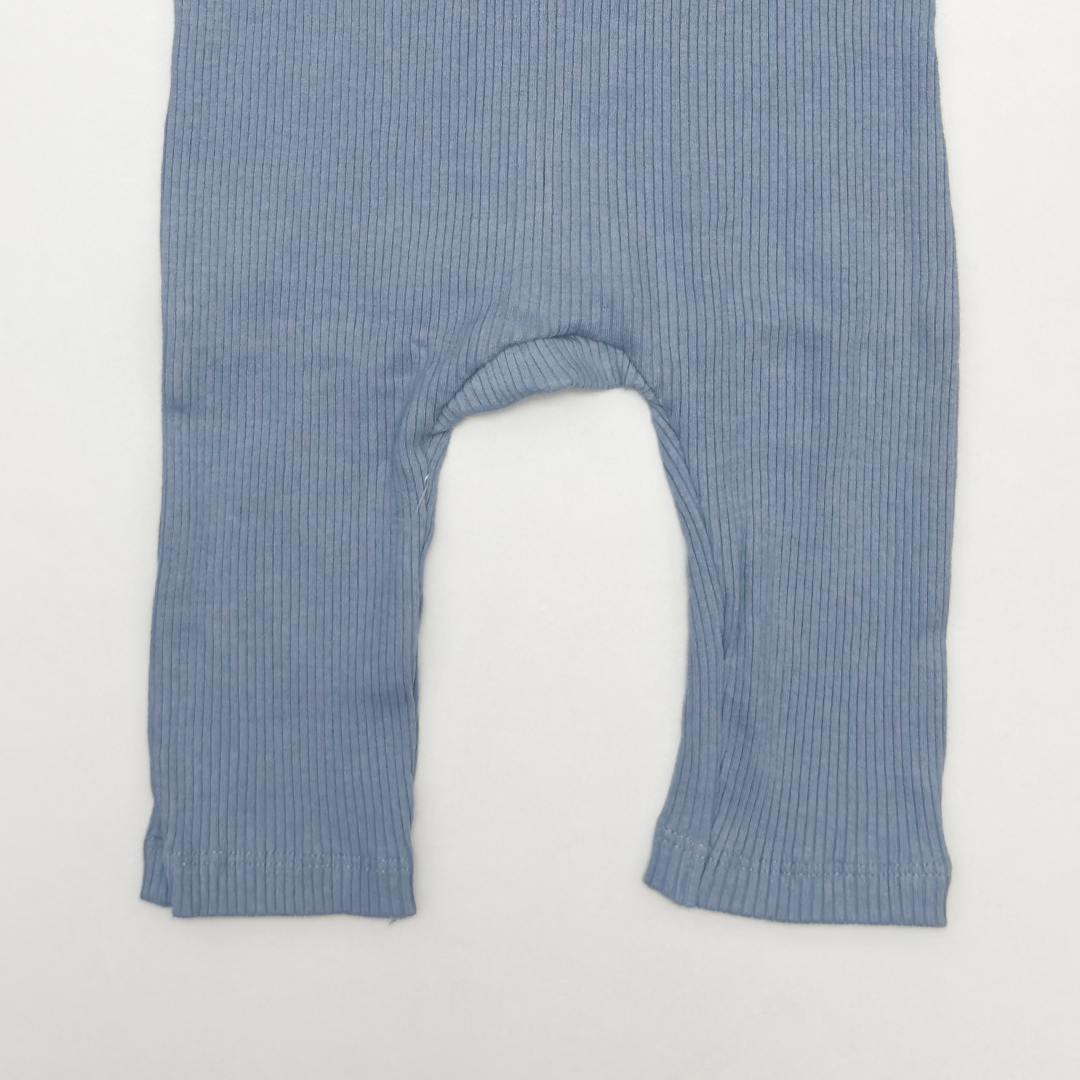 BLUE RIBBED SLEEVELESS ROMPER