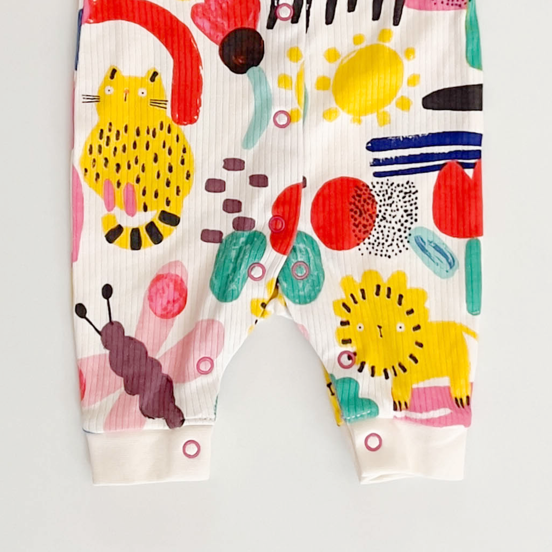 WHITE PRINT RIBBED ROMPER