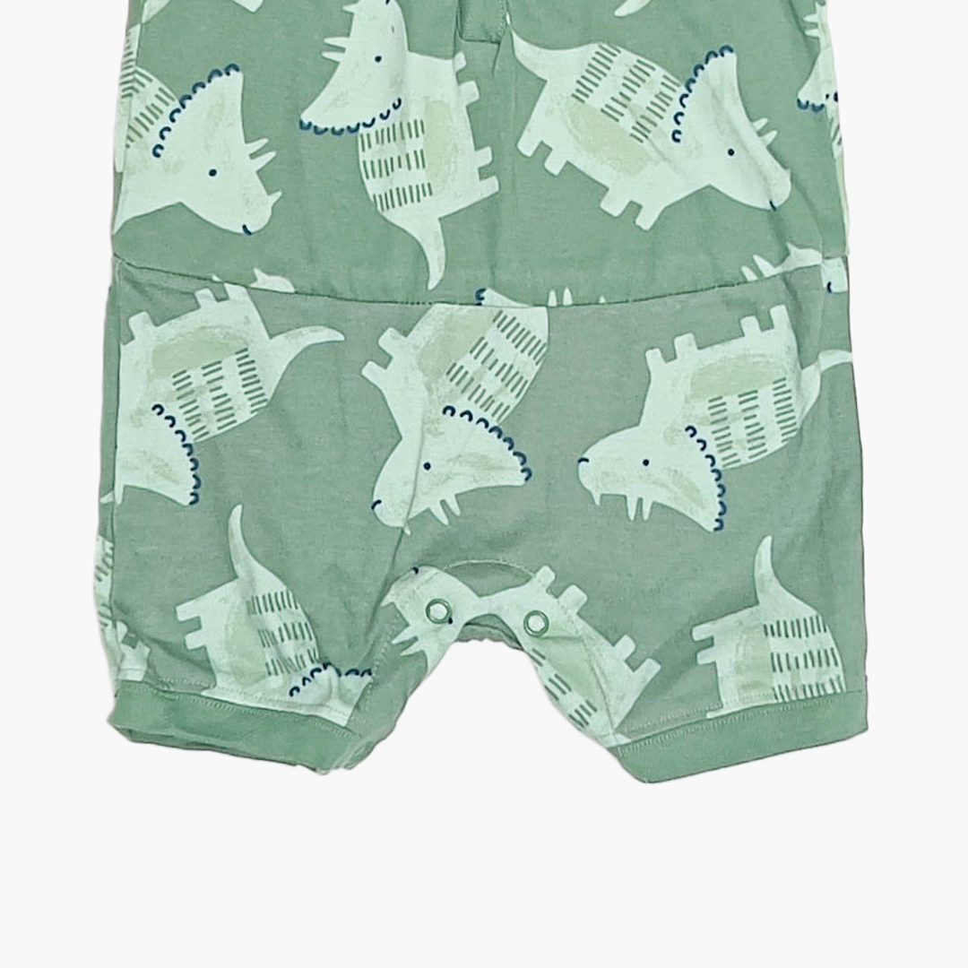 GREEN DINO HOODED JUMPSUIT