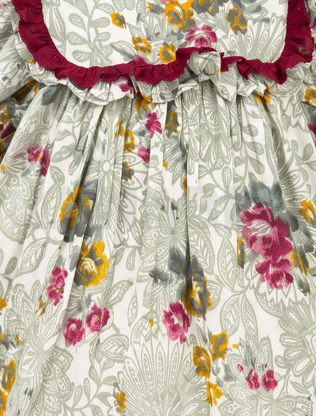 Girls vintage floral print long sleeve dress