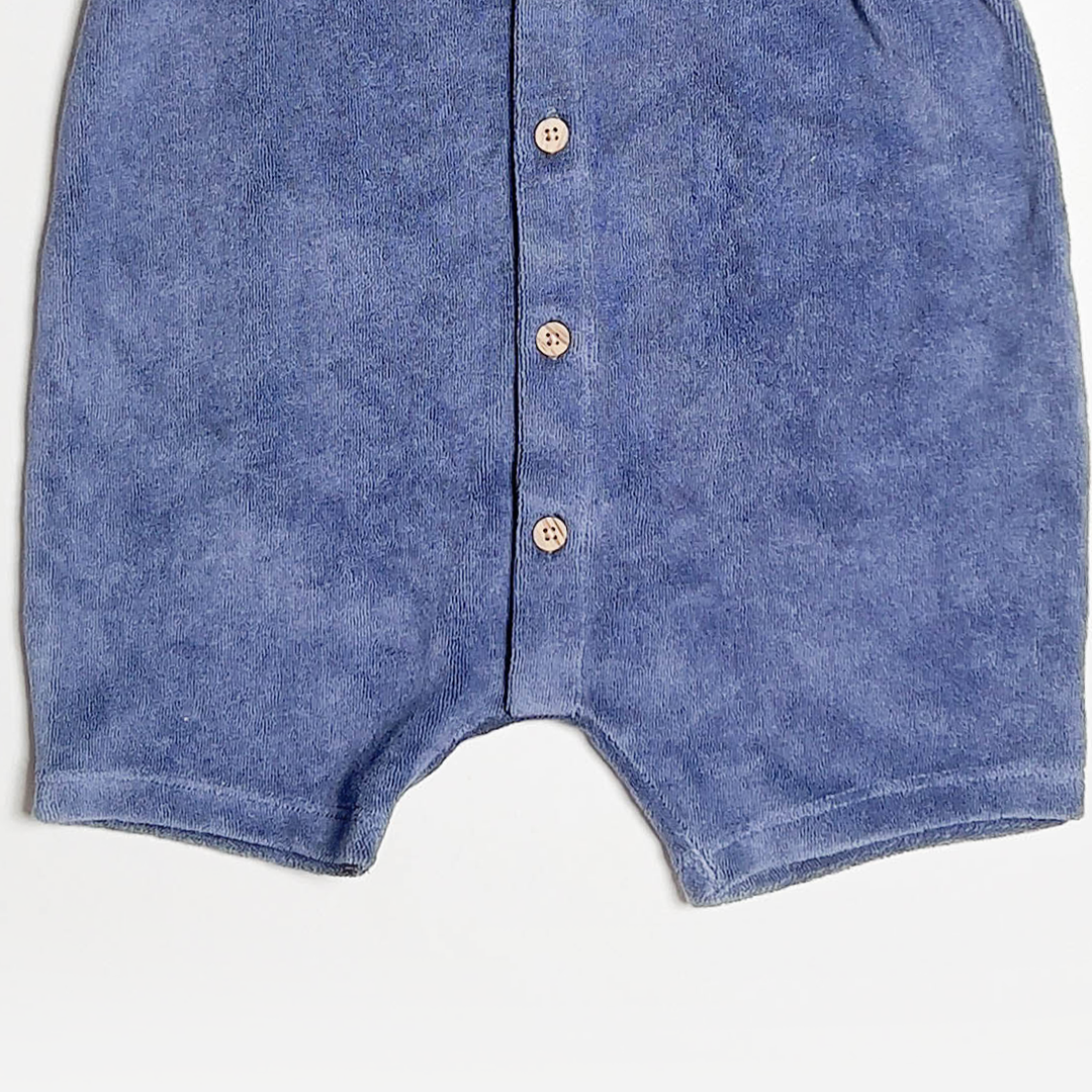 CHARCOAL BLUE VELVET JUMPSUIT