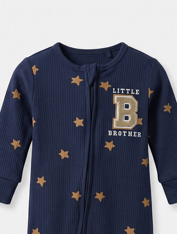 Navy blue ribbed brother sleep suit