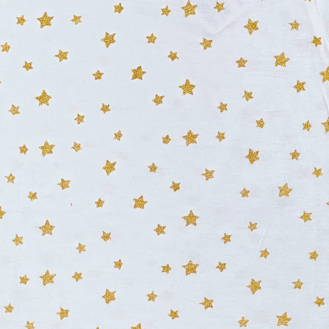 Golden Star Glitter Print White color Two Piece for Girls | 12-18 Months |