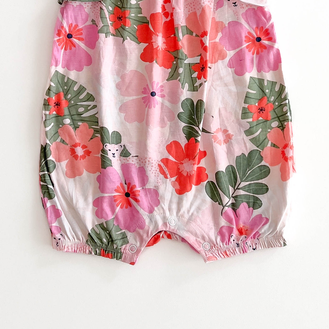 PINK ALL OVER FLORAL PRINT JUMPSUIT