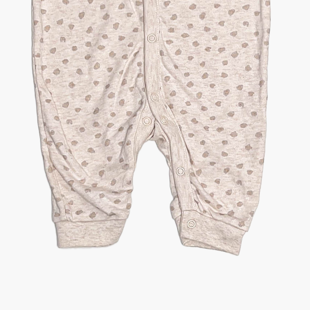 TAN PATTERNED BUTTON ROMPER