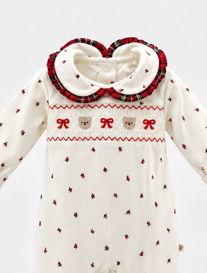 Off white red ribbon sleepsuit