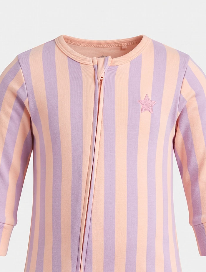 Peach and lavender zipper romper