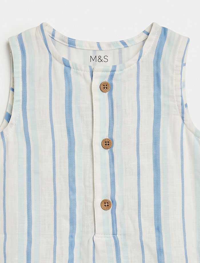 Blue stripes muslin jumpsuit