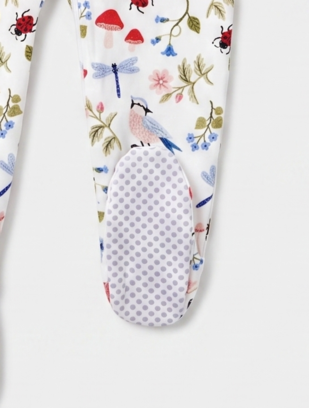 White printed zipper sleepsuit