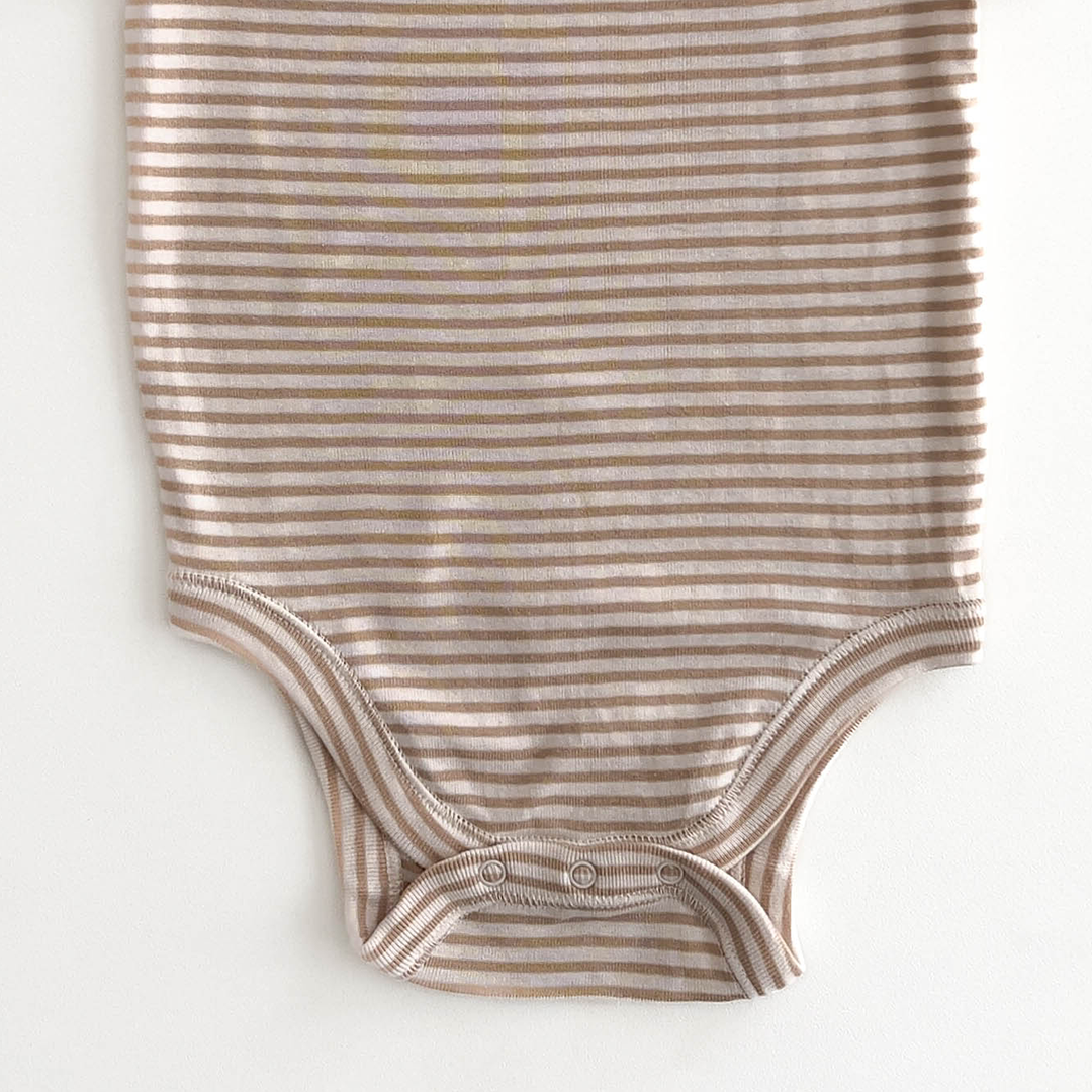 BEIGE STRIPES COTTON ONESIE