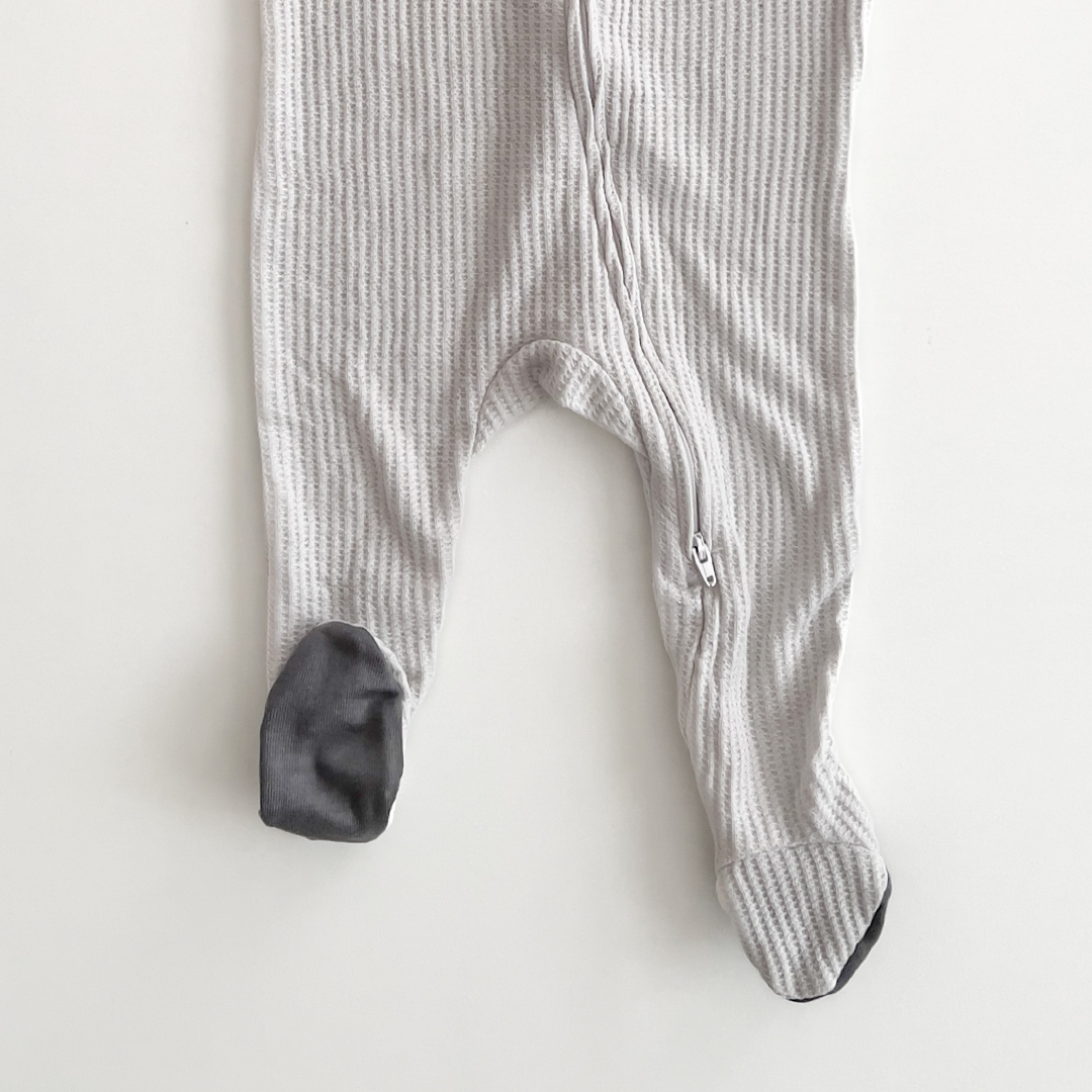 light grey ribbed sleepsuit