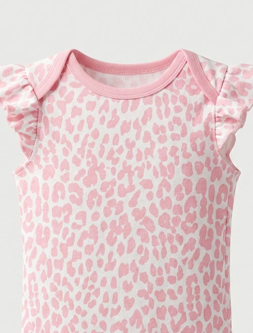 Pink patterned ruffles onesie