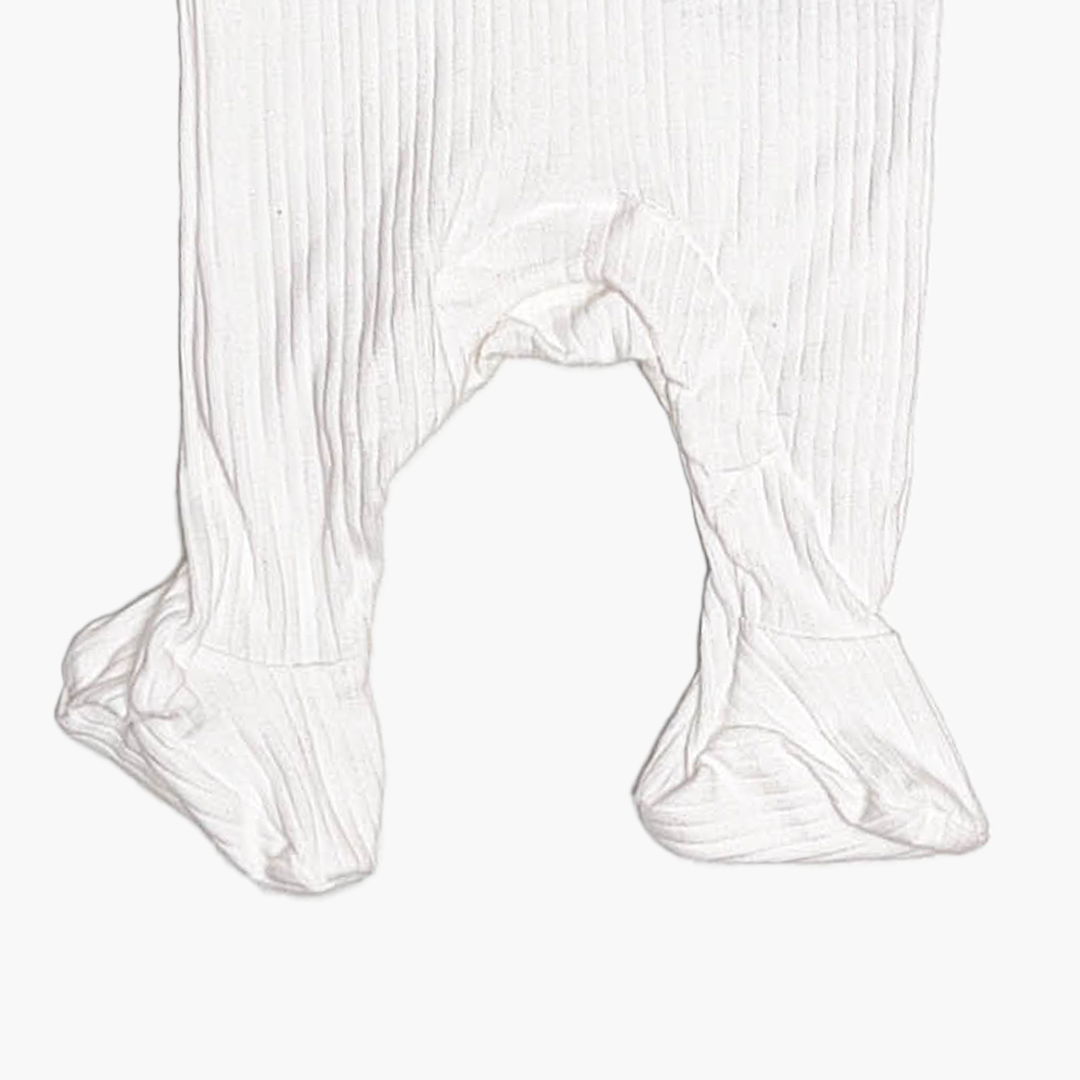 LITTLE ONE WHITE RIBBED SLEEPSUIT