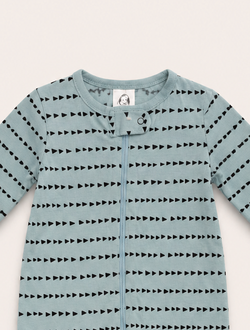 Blue patterned zipper sleepsuit