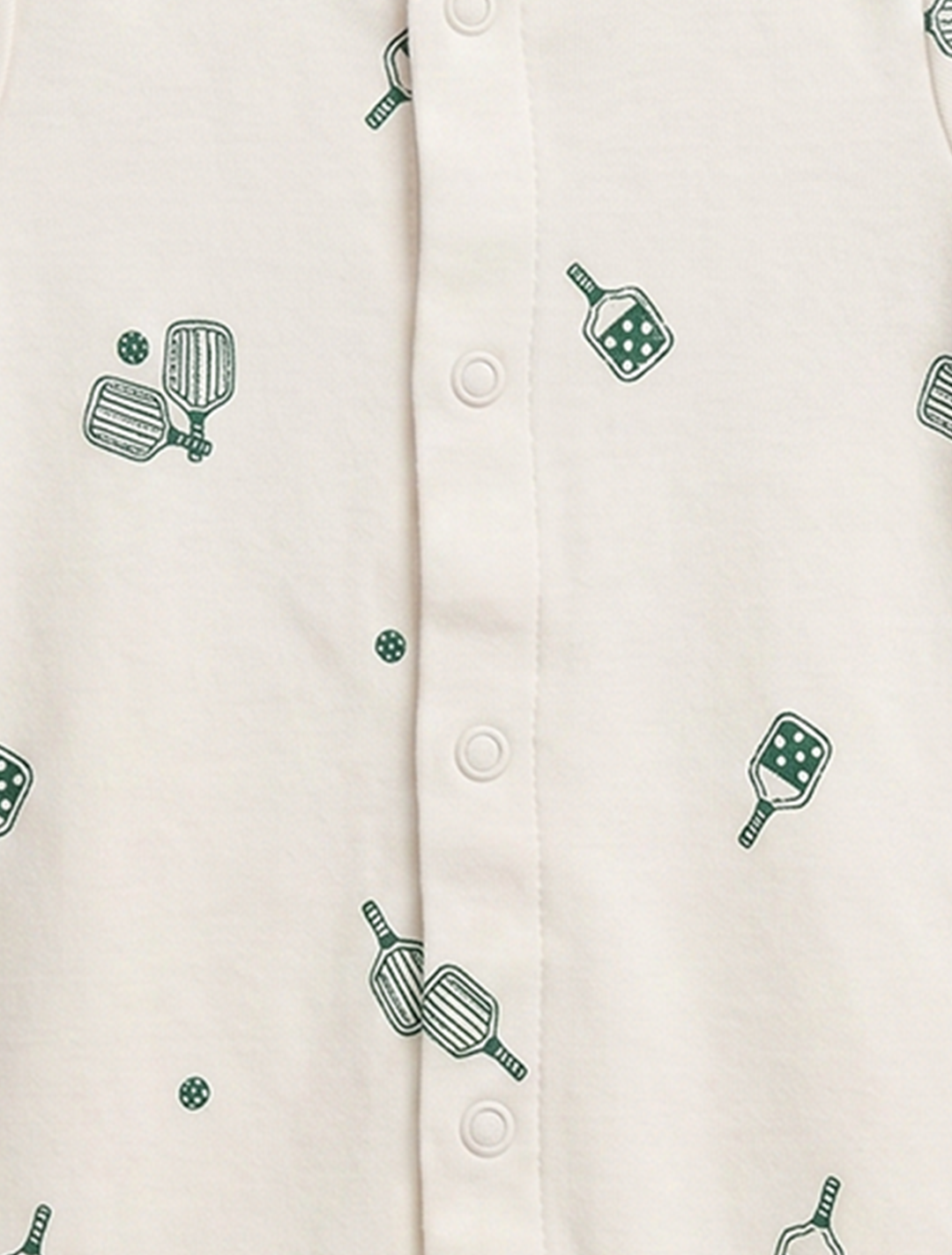 Green and white printed button jumpsuit