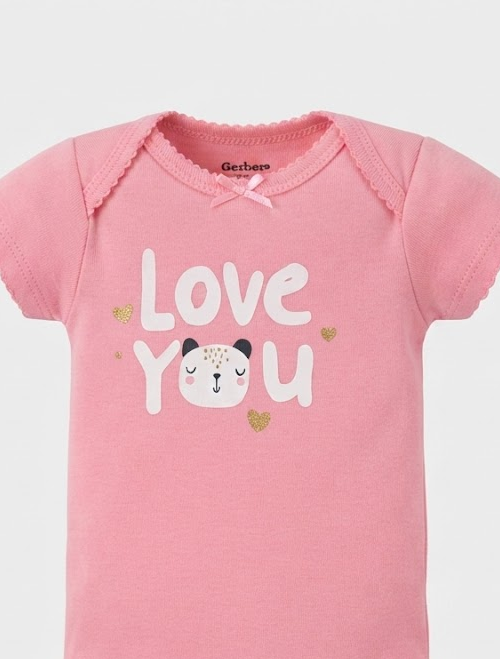 Pink love you print onesie