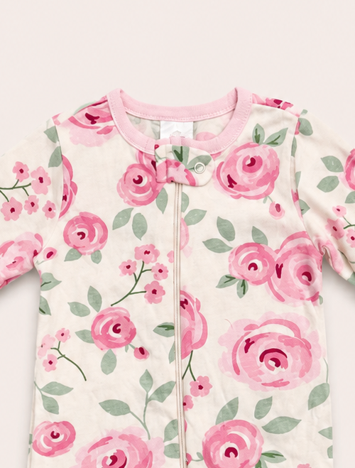Pink floral zipper sleepsuit