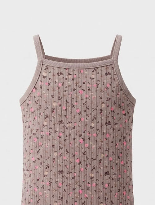 Ribbed Cami Baby Onesie – Taupe Ditsy Floral