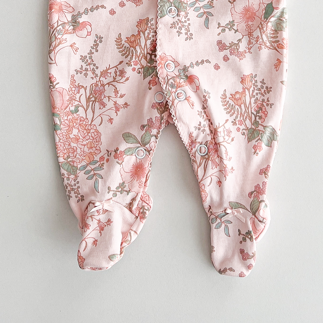 BABY PINK FLORAL SLEEPSUIT