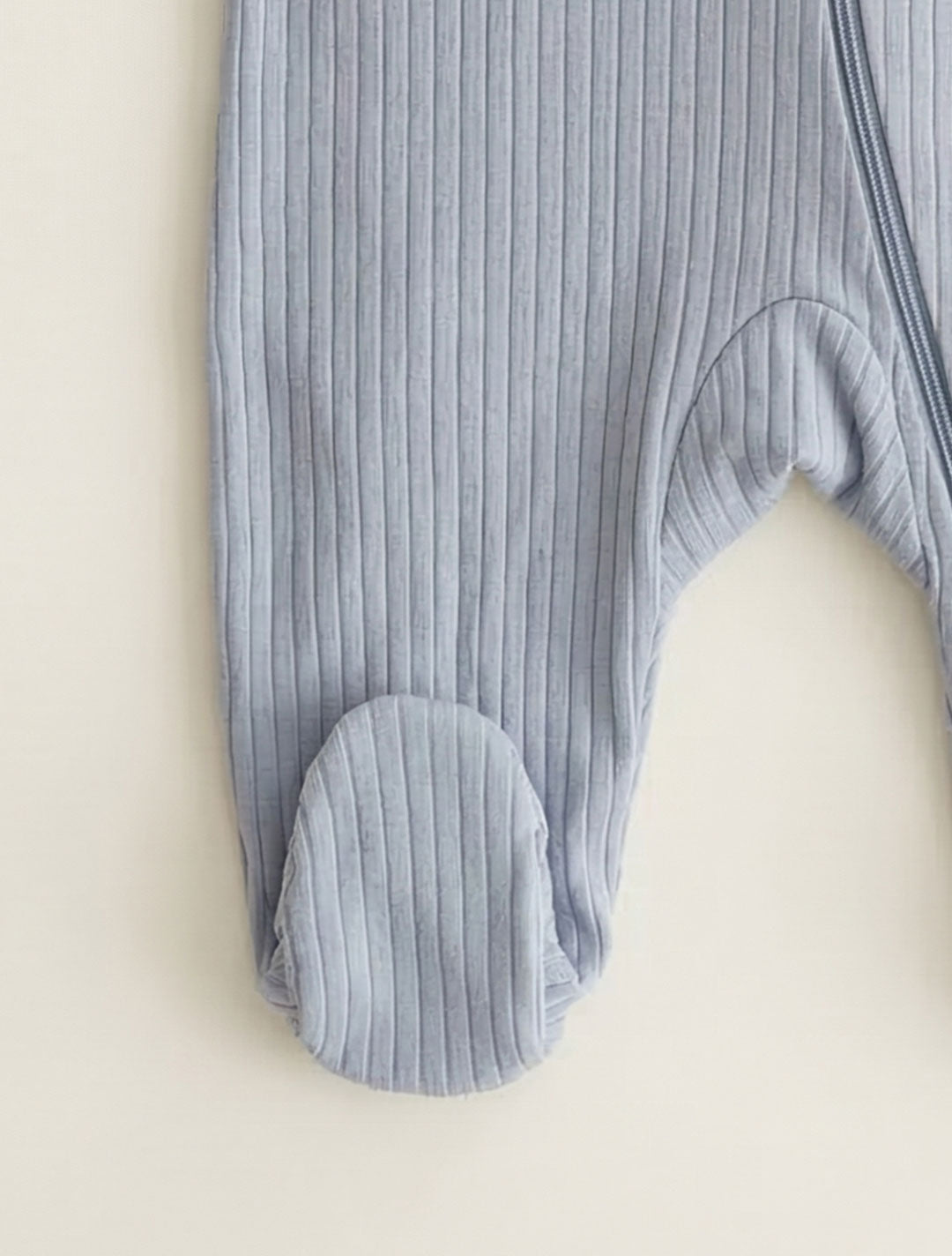 BLUE PLAIN RIBBED SLEEPSUIT