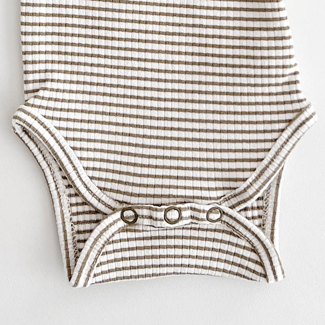 GREEN AND WHITE STRIPED ONESIE