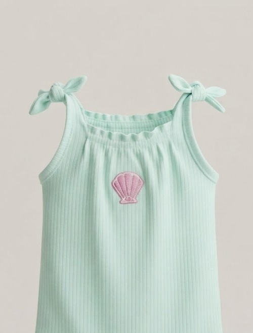 Green ribbed fancy onesie