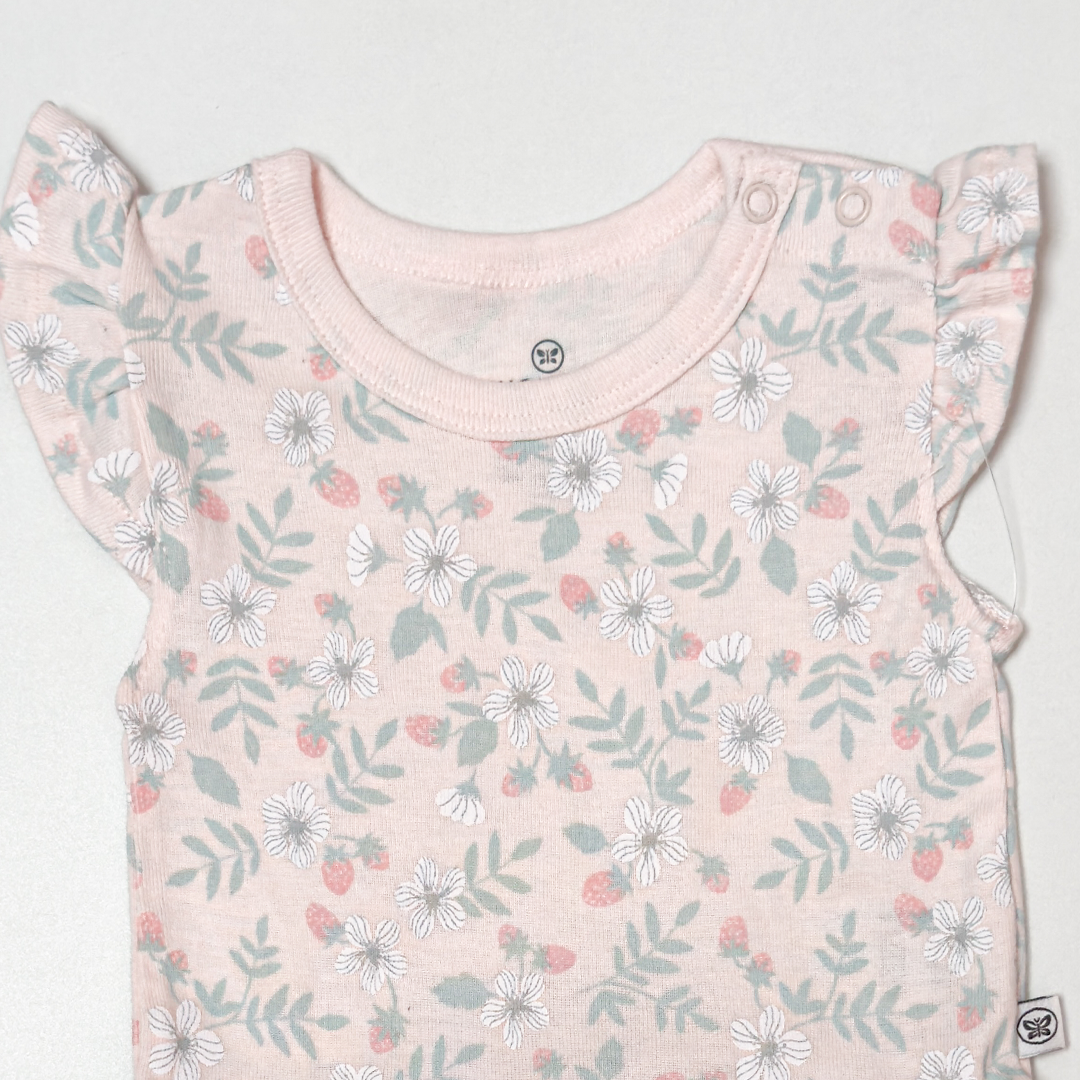 PINK STRAWBERRIES PRINTED SUNSUIT
