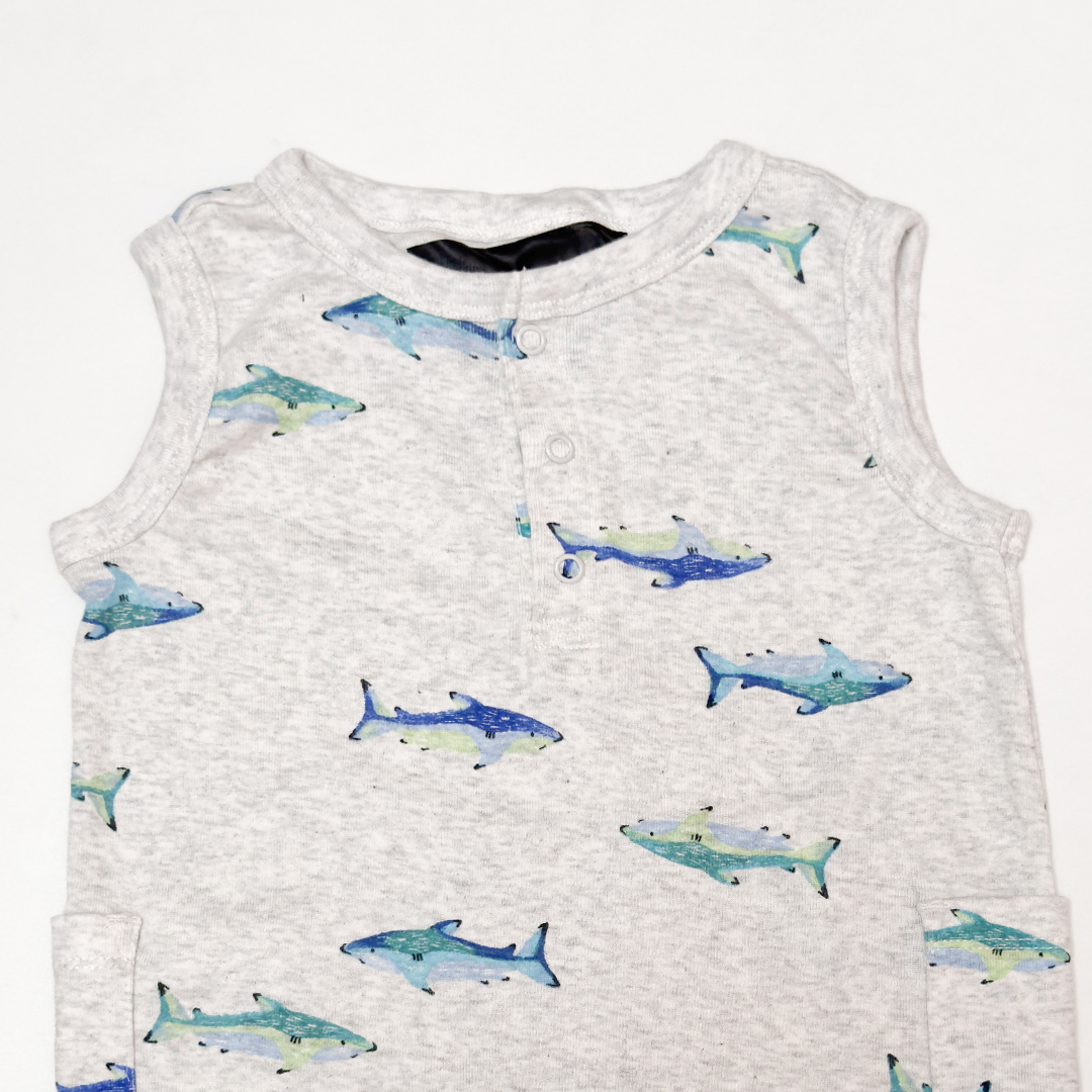 GREY SHARK SLEEVELESS JUMPSUIT