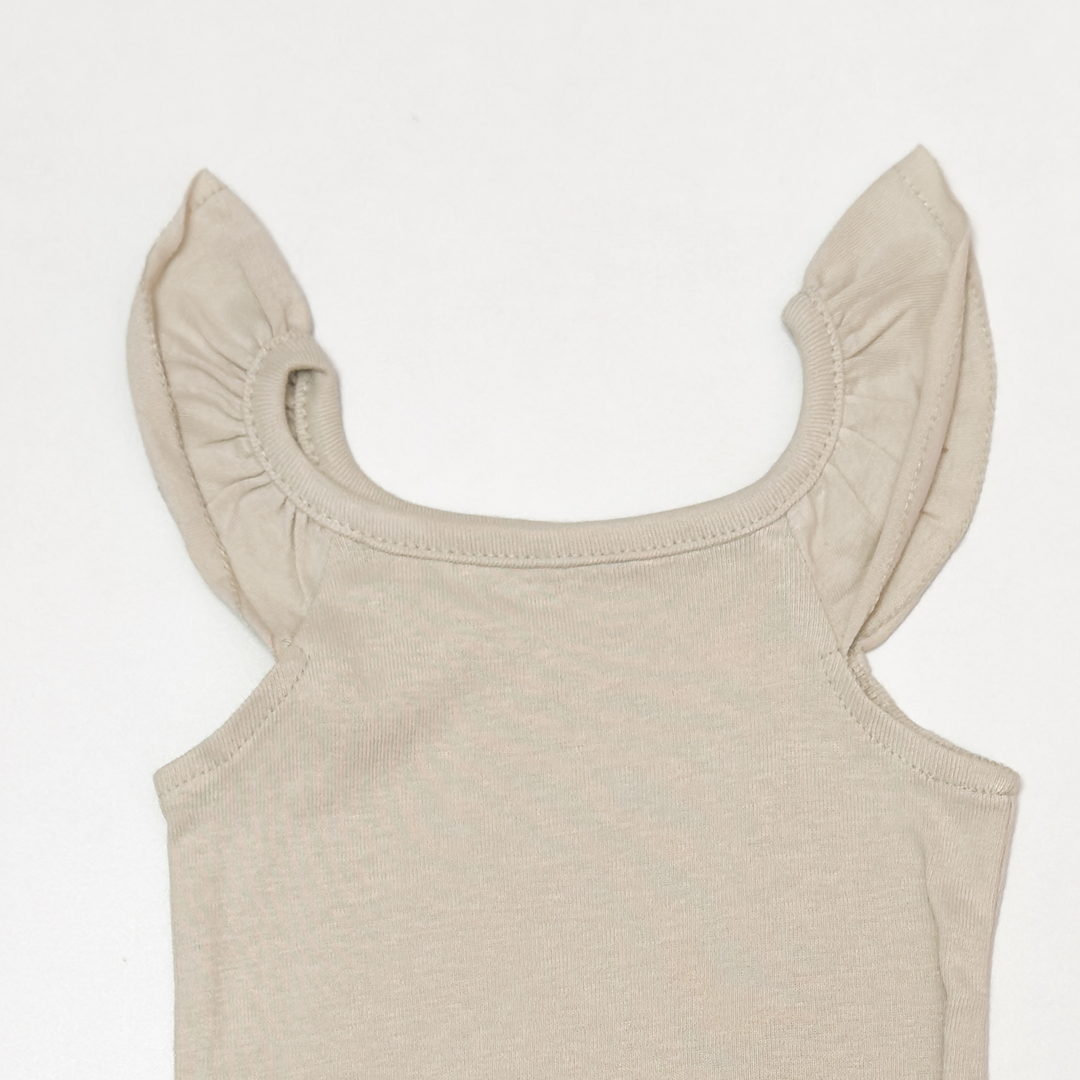 DARK VANILLA PLAIN RUFFLE ONESIE