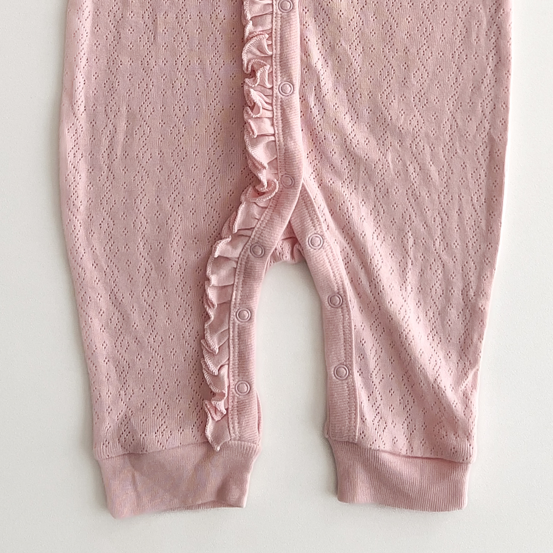 PINK pointelle RUFFLES ROMPER