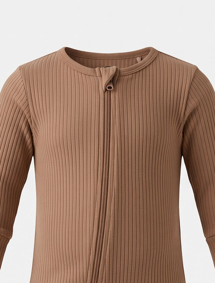 Coffee brown ribbed sleepsuit
