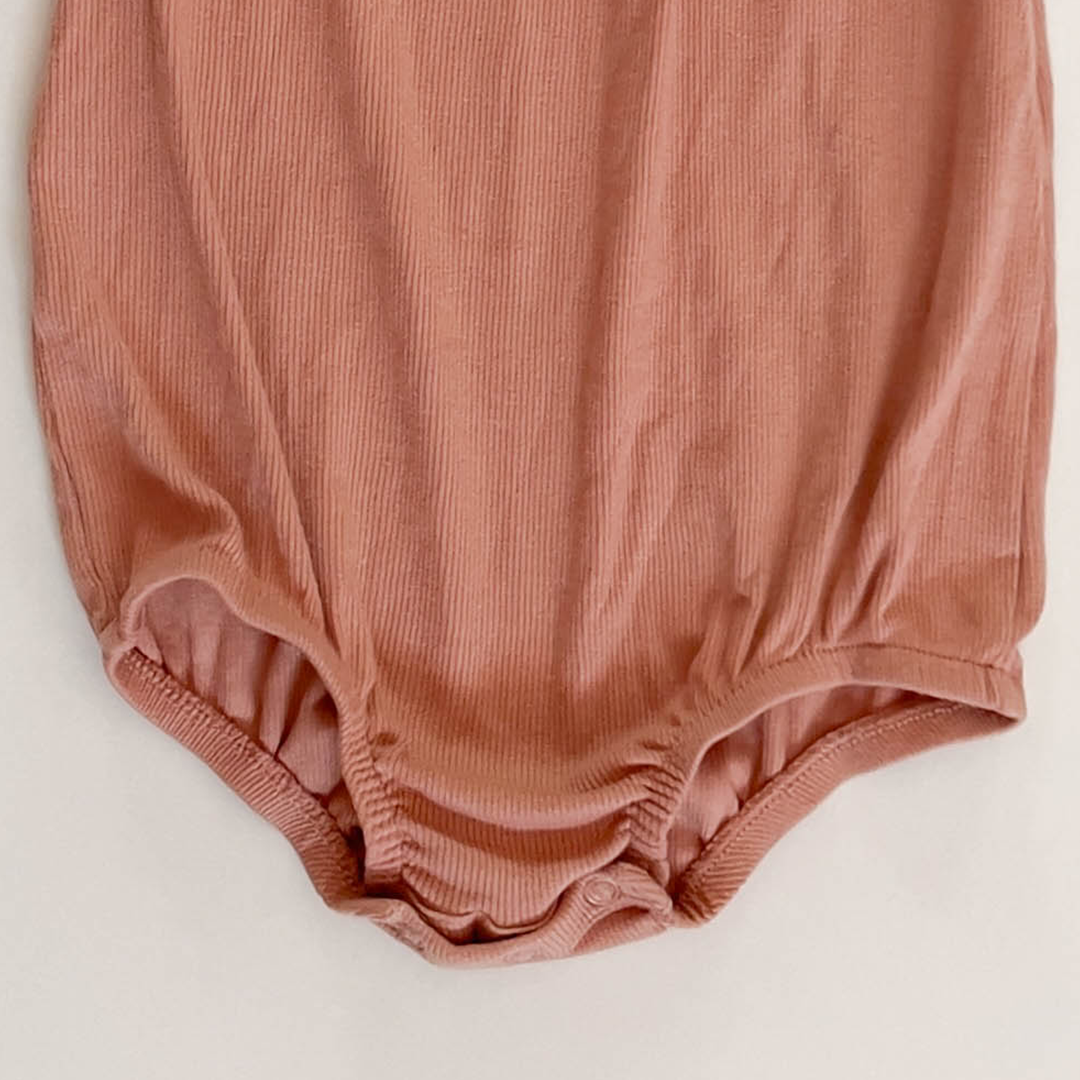 DUSTY ROSE RIBBED ONESIE