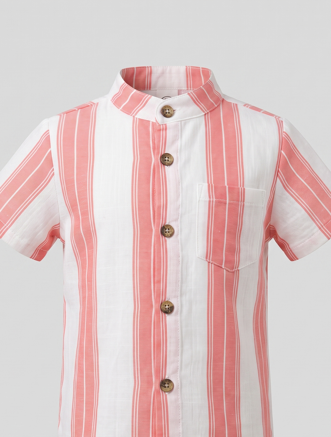 Striped Muslin Shirt & Shorts Co-ord Set – Coral