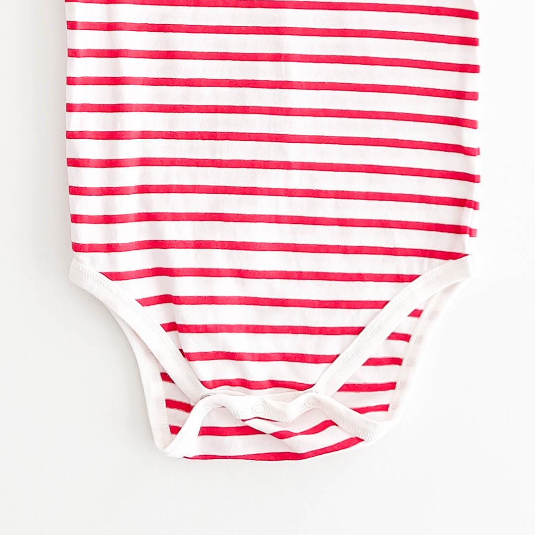 RED AND WHITE STRIPED ONESIE