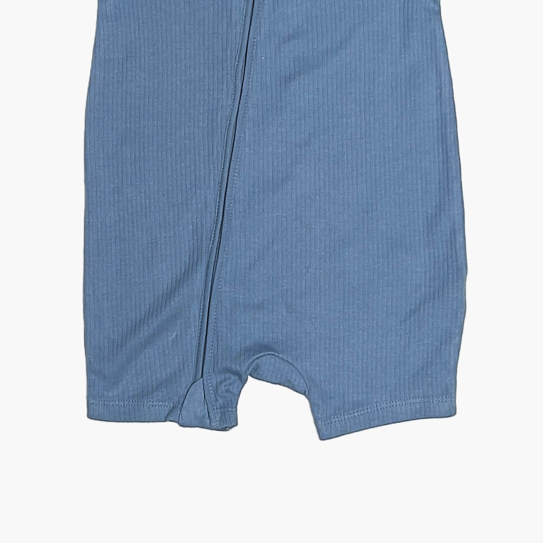 BLUE ZIPPER RIBBED JUMPSUIT