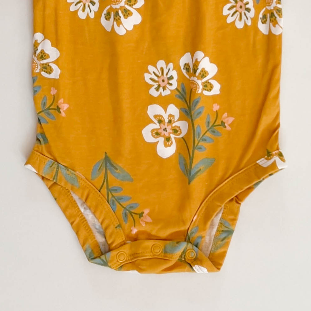 MUSTARD YELLOW FLORAL ONESIE