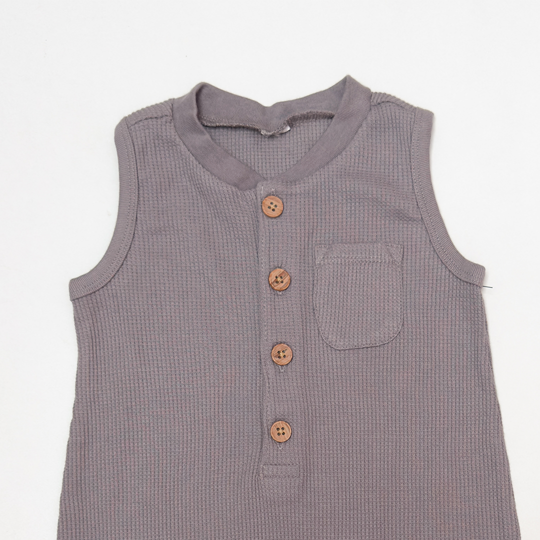 GREY KNITTED BUTTON JUMPSUIT